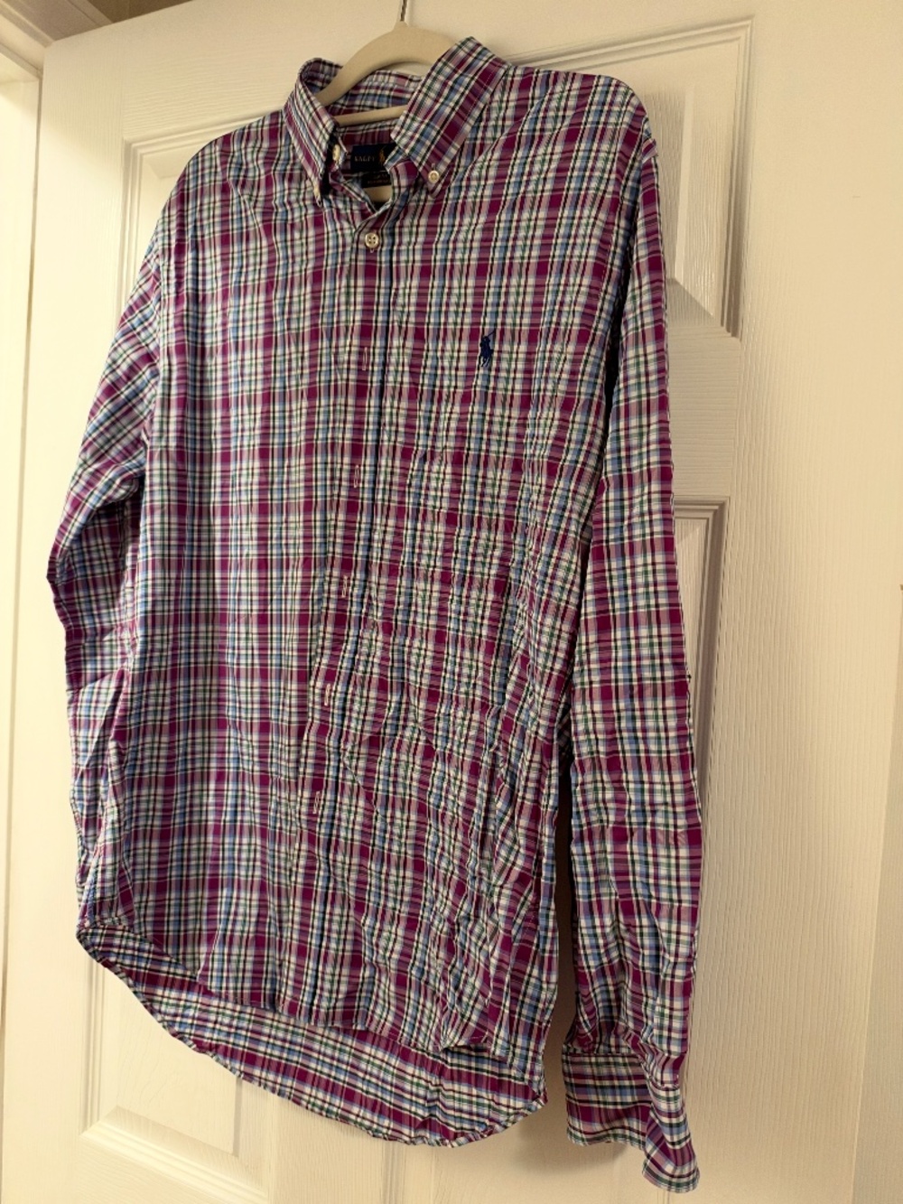 Polo Ralph Lauren Purple Plaid Slim Fit Performance Button Down, Men's M